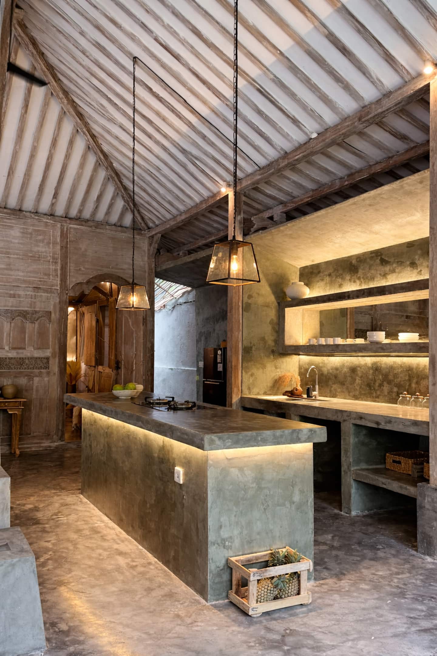 The kitchen at the joglo, where the private chef cooks